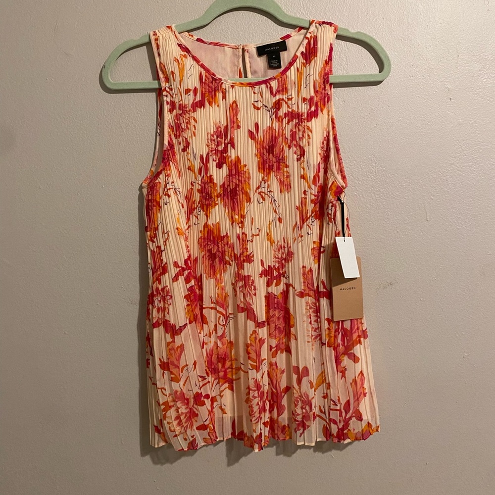 Halogen sleevesless floral blouse